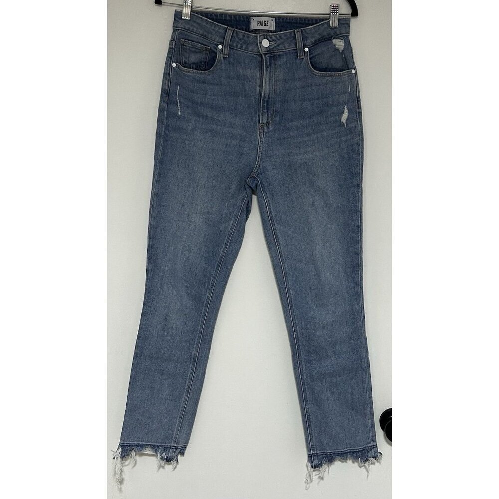PAIGE Sarah Slim Jeans Premium Denim Distressed Straight Leg Women's Size 29